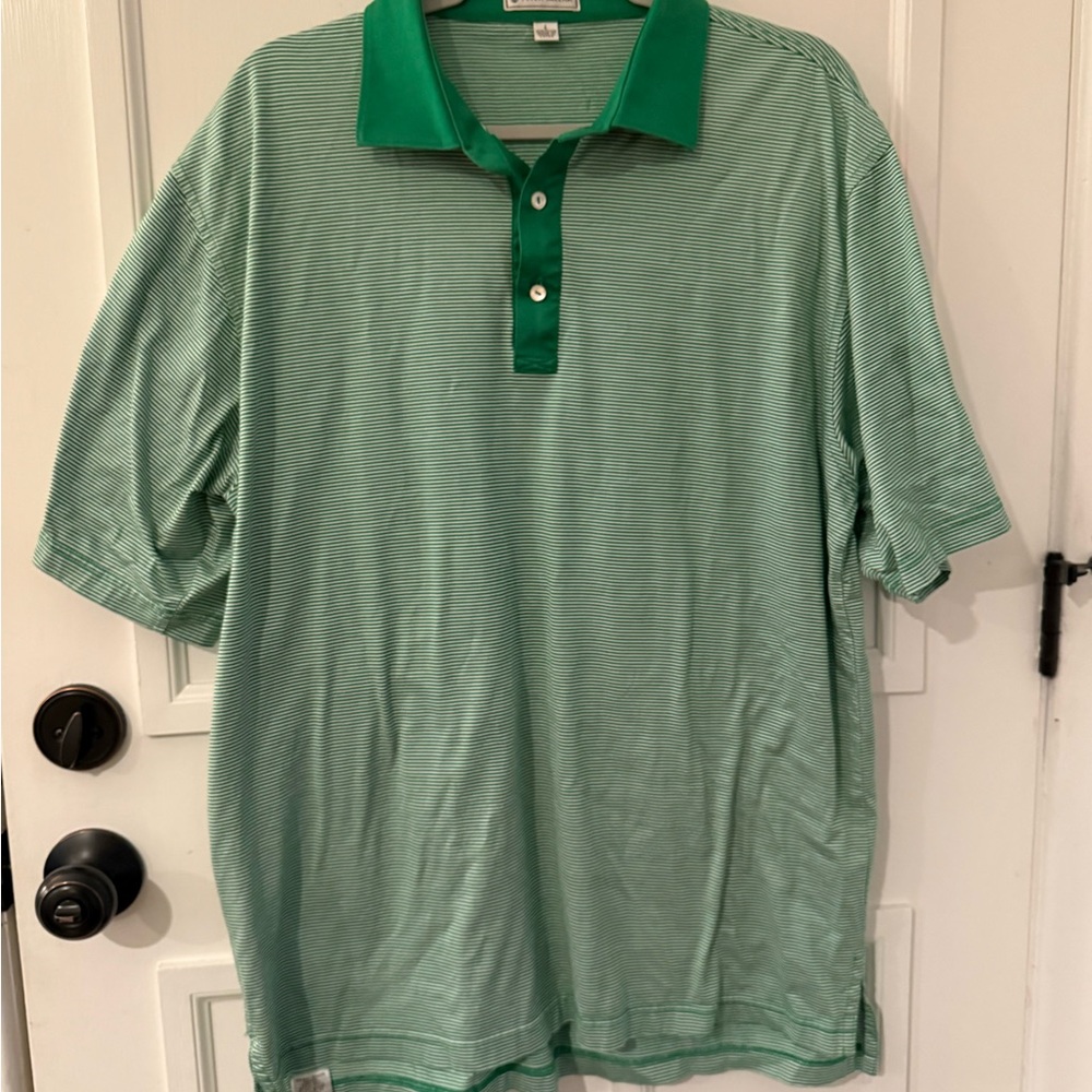 Peter Millar Forest Green and white striped Polo Shirt